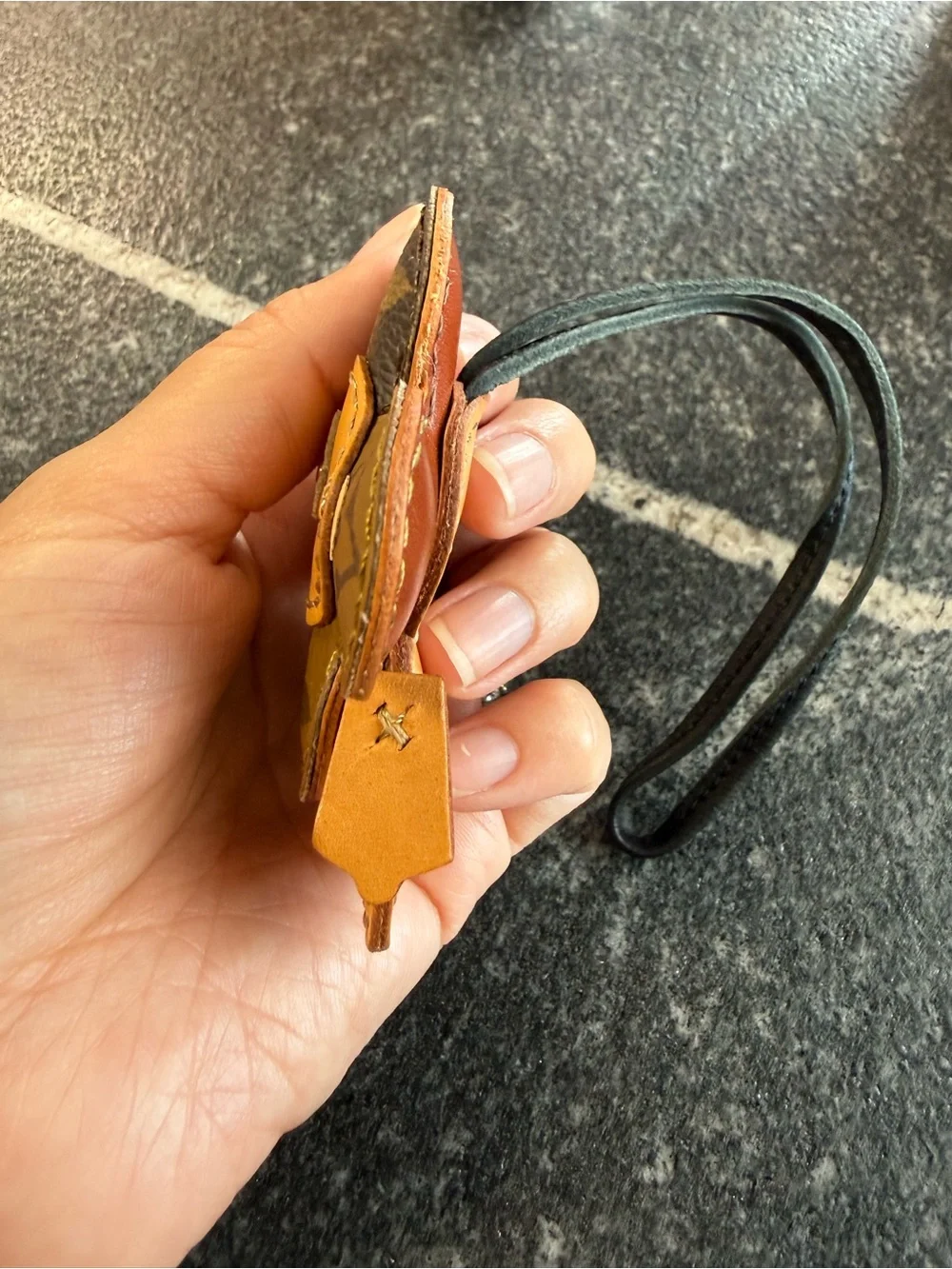 Vivienne keychain made of LV canvas print
